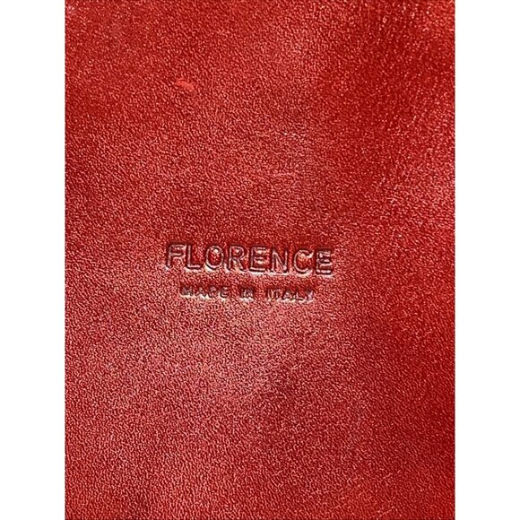 Christian Florence Made In Italy Leather HandBag Red With Brown Handle Dust Bag - Picture 3 of 15